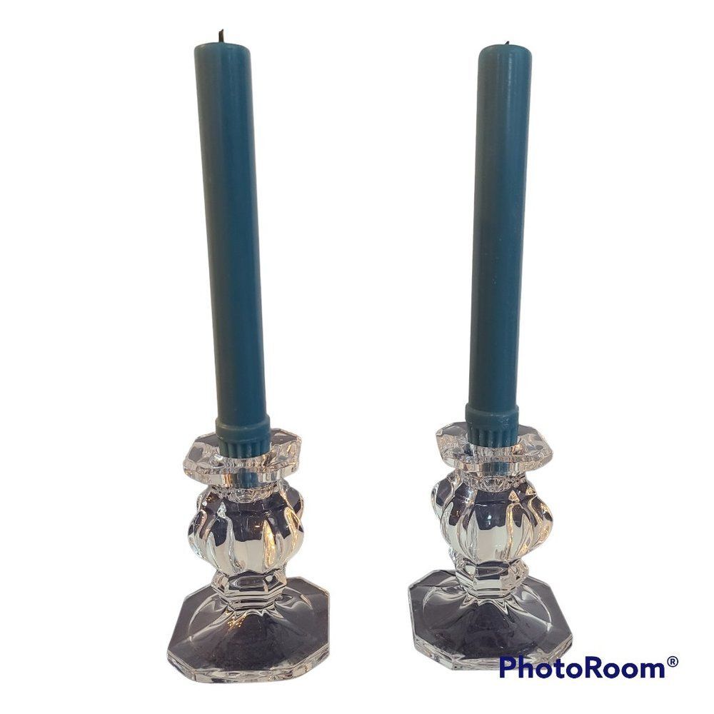 Vintage Gorham Set Full Lead Crystal Candle Stick Holders Made in West Germany